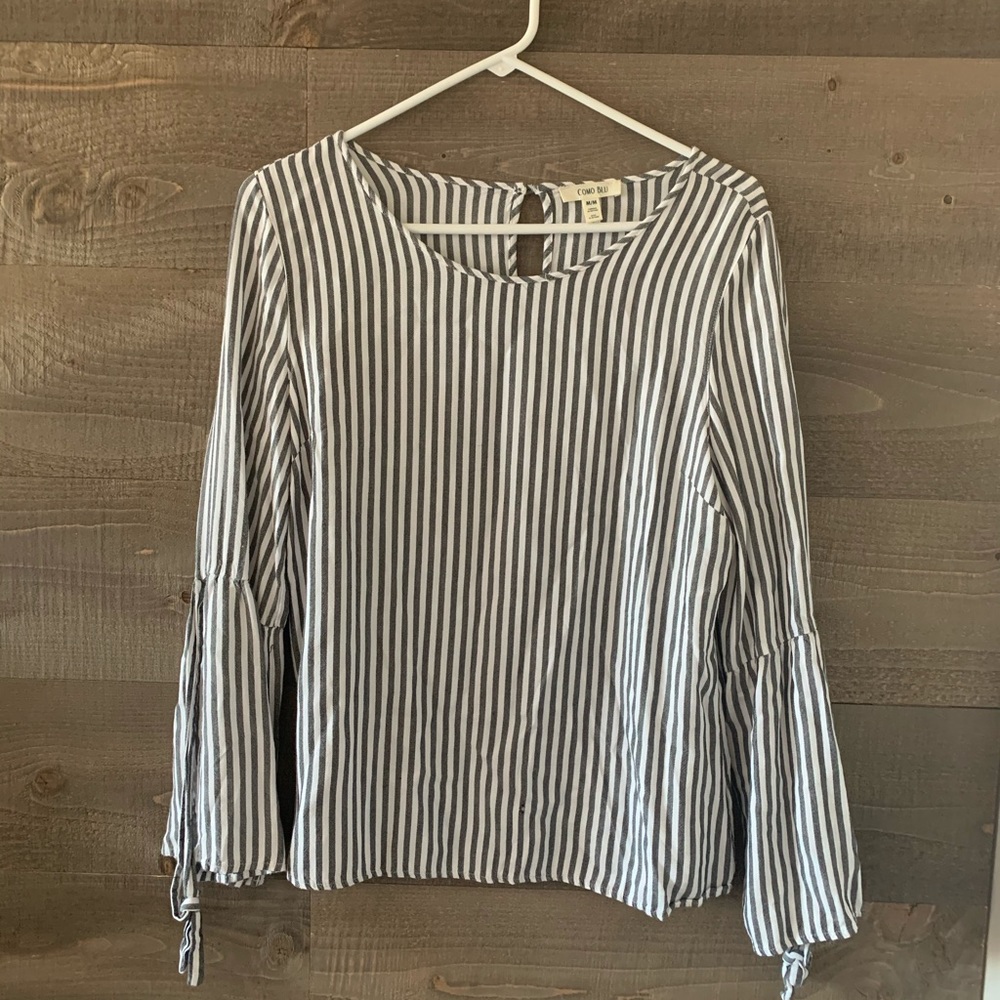Striped Bell Sleeve Blouse